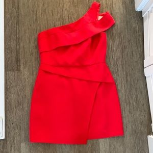 BCBGMAXAZRIA Sexy One Shoulder Red Cocktail Dress. Size 12